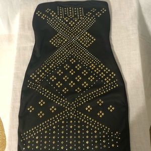Deb Black Strapless Dress with Studded Design